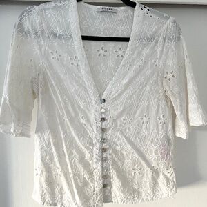 Pieces Asos White Broderie Anglaise Blouse Size S